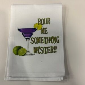 White Kitchen Towel with Purple Cocktail Design